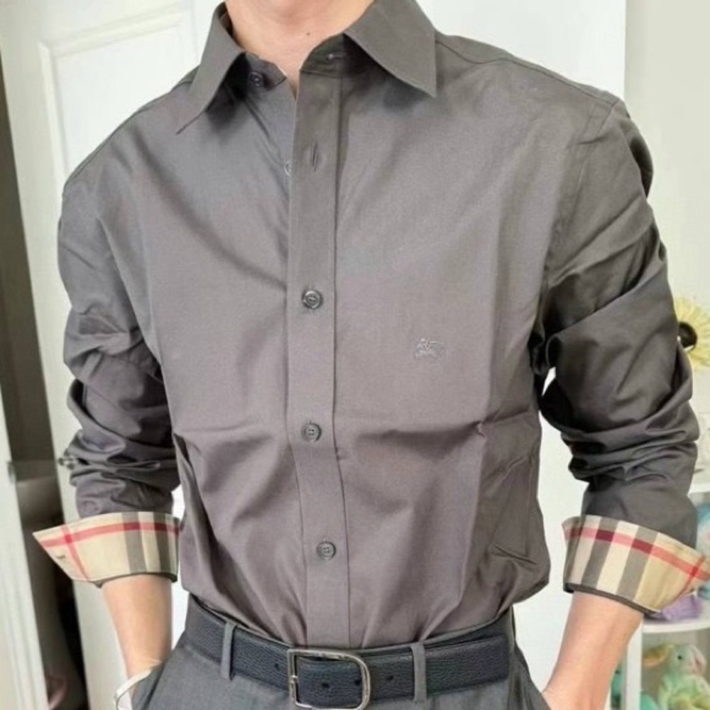 Burberry men’s Authentic check details logo button down shirt